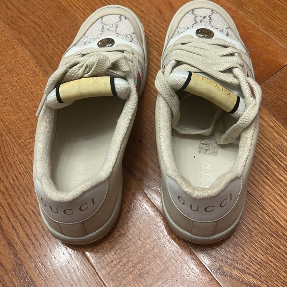 Gucci Authentic Women’s Screener Leather Sneaker with Dust Cloths. Size 40.5. - Picture 4 of 7